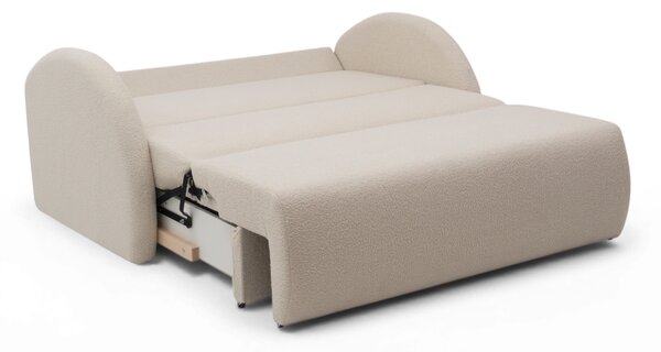 Sofa rozkładana Nubi trzyosobowa 140 cm z pojemnikiem - jasny beżowy boucle Quelle 03