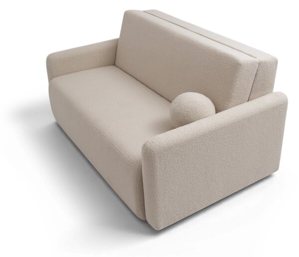 Sofa rozkładana Nido trzyosobowa 140 cm z pojemnikiem - jasny beżowy boucle Quelle 03