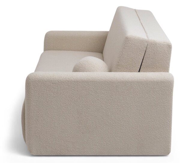 Sofa rozkładana Nido trzyosobowa 140 cm z pojemnikiem - jasny beżowy boucle Quelle 03