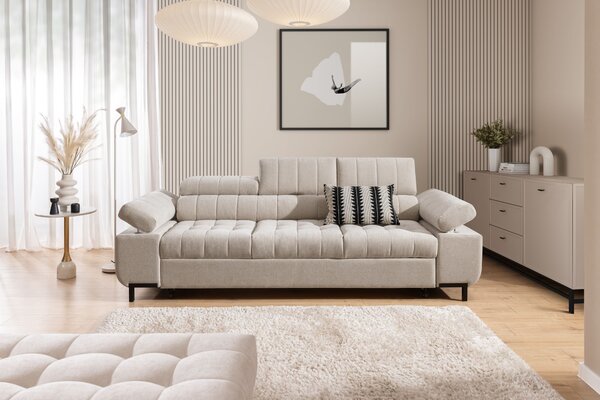 Sofa trzyosobowa Tyrion z funkcją spania - beżowy szenil Vibe 08