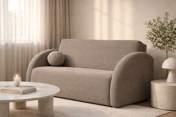 Sofa rozkładana Nubi trzyosobowa 140 cm z pojemnikiem - beżowa boucle Quelle 16