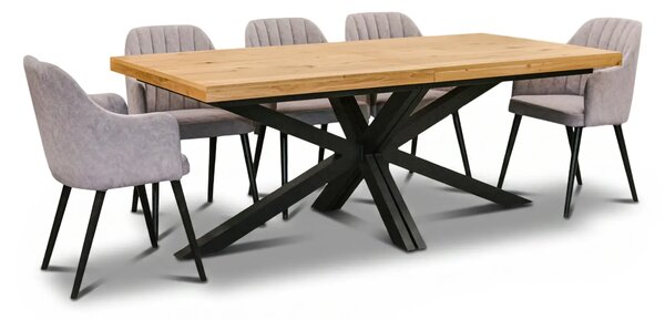 Stół Loft P2 400 cm rozkładany 100×200 + 4×50 cm + 8 Krzeseł VIKA 2