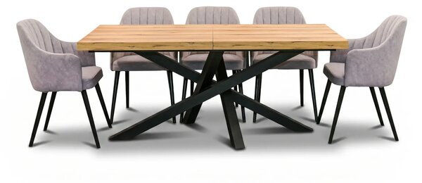 Stół XENO Rozkładany 160/90 + 2×40 + 4 Krzesła VIKA 2