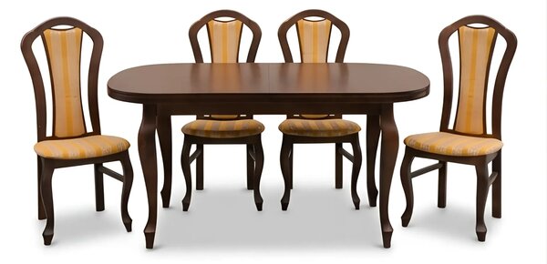 Stół Ludwik 160/90 +2x40 cm + 6 Krzeseł KW15