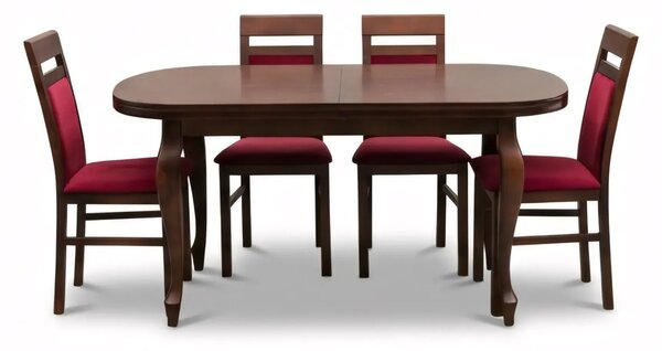 Stół Ludwik 160/90 +2x40 cm + 6 Krzeseł KW119