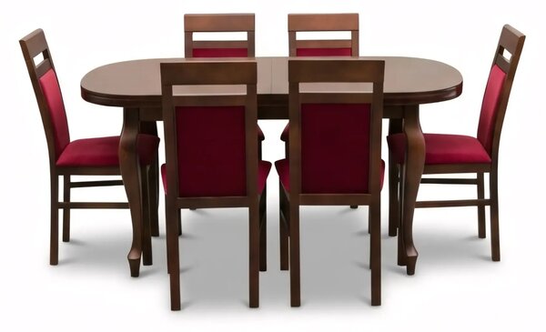 Stół Ludwik 160/90 +2x40 cm + 6 Krzeseł KW119