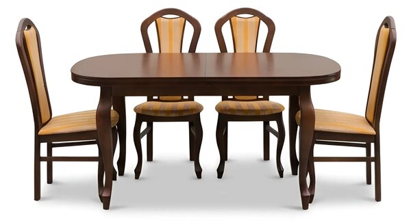 Stół Ludwik 160/90 +2x40 cm + 6 Krzeseł KW15