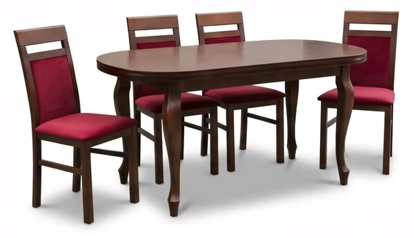 Stół Ludwik 160/90 +2x40 cm + 6 Krzeseł KW119