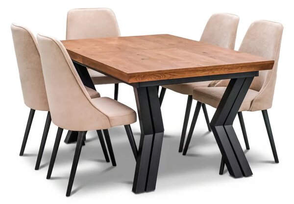 Stół Loft P1 150/100 +4×50 cm + 4 Krzesła Olo