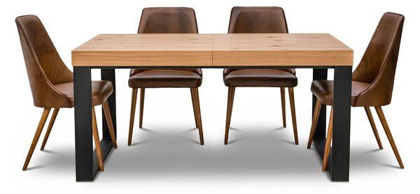 Stół rozkładany 160/90 + 40 cm SJ51 + 6 Krzeseł OLO