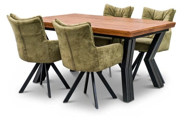 Stół Loft P1 150/100 +4×50 cm + 4 Krzesła Ivona