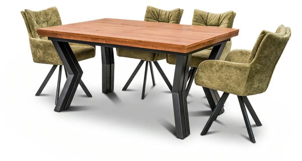 Stół Loft P1 150/100 +4×50 cm + 4 Krzesła Ivona
