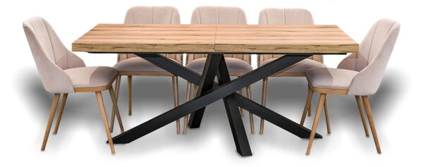 Stół XENO Rozkładany 160/90 + 2×40 + 6 Krzeseł Tokyo