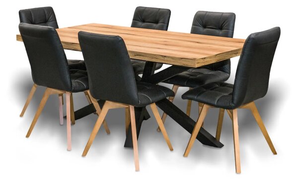 Stół XENO Rozkładany 160/90 + 2×40 + 6 krzeseł KW110