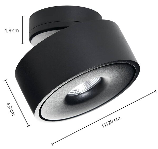 Obrotowa lampa sufitowa LED Arcchio Rotari, czarna Rotari Arcchio, możliwość ściemniania, czarny, salon / jadalnia, aluminium, nowoczesny