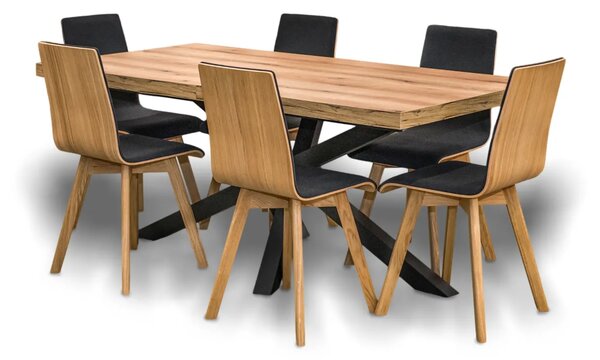 Stół XENO Rozkładany 160/90 + 2×40 + 6 Krzeseł LUKA
