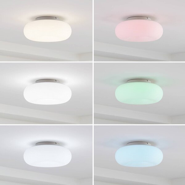 Inteligentna lampa sufitowa Bolti Lucande, możliwość ściemniania, biały / opal, salon / jadalnia, tworzywo sztuczne, nowoczesny