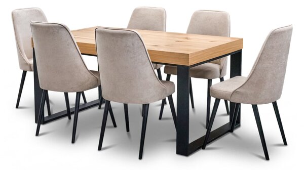 Stół rozkładany 160/90 + 40 cm SJ51 loft + 4 Krzesła OLO