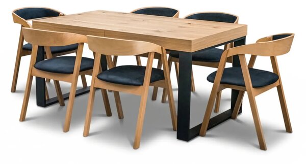 Stół rozkładany 160/90 + 40 cm SJ51 loft + 4 krzesła X1