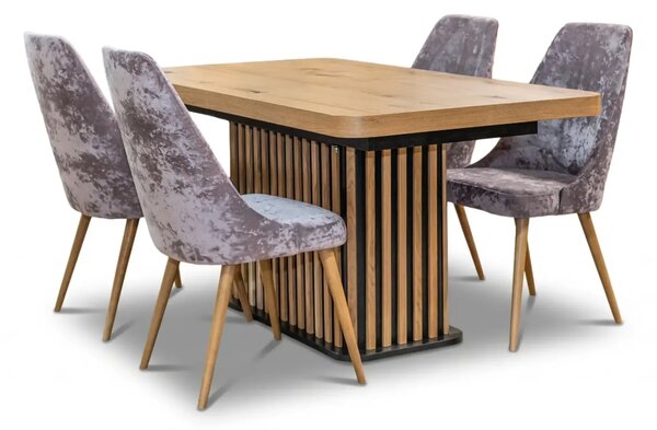 Stół Lamel rozkładany 160/90 +2×40 cm + 4 Krzesła OLO
