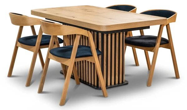 Stół Lamel rozkładany 160/90 +2×40 cm + 4 Krzesła X1