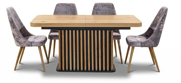 Stół Lamel rozkładany 160/90 +2×40 cm + 4 Krzesła OLO
