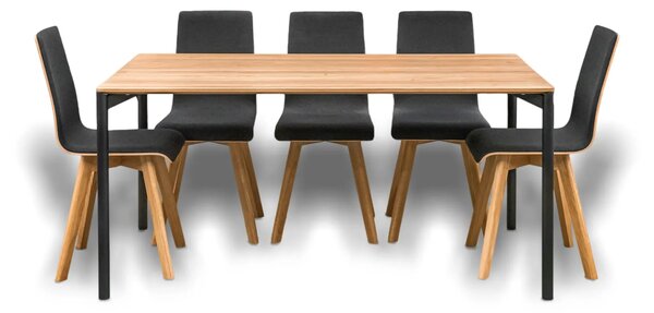 Stół EDGE nierozkładany 160x90 cm + 4 Krzesła LUKA