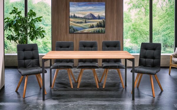 Stół Dębowy EDGE nierozkładany 160×90 cm + 4x Krzesła KW110