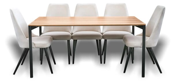 Stół EDGE nierozkładany 160×90 cm + 4 Krzesła OLO