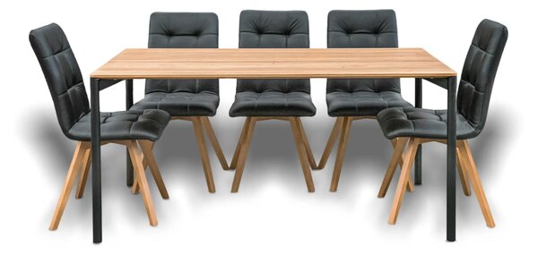 Stół Dębowy EDGE nierozkładany 160×90 cm + 4x Krzesła KW110