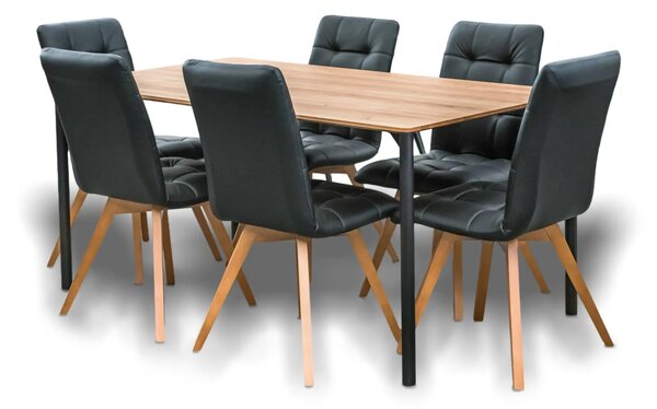 Stół Dębowy EDGE nierozkładany 160×90 cm + 4x Krzesła KW110