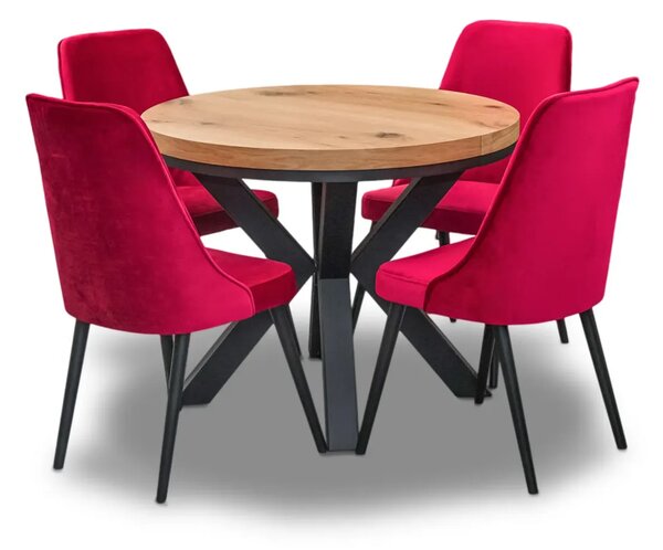 Stół loft x fi 100 + 2×50 Okrągły Rozkładany +4 Krzesła Olo
