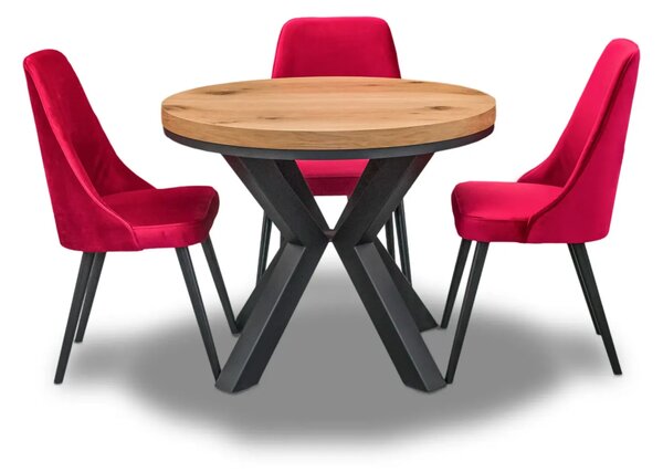 Stół loft x fi 100 + 2×50 Okrągły Rozkładany +4 Krzesła Olo