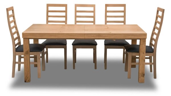 Stół Wasyl 180/90 + 2 wkładki po 45 cm + 6 Krzeseł drewnianych SK1