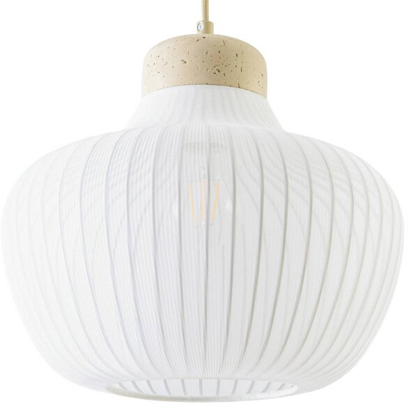 Lampa wisząca Eloise Lucande, możliwość ściemniania, biały / opal, salon / jadalnia, tkanina / materiał / jedwab, skandynawski