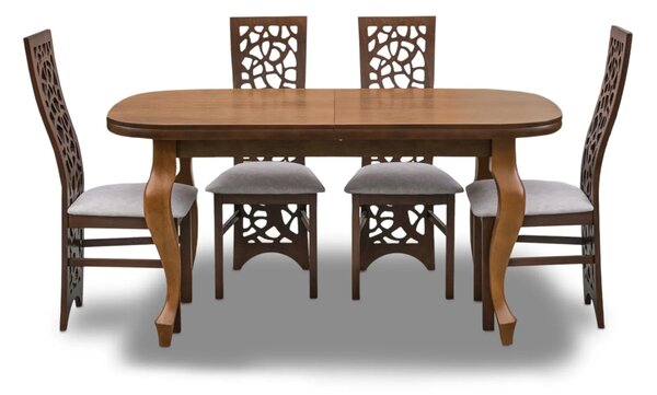 Stół rozkładany Ludwik 160/90 + 2 wkładki 40 cm + 6 krzeseł KW76 drzewko