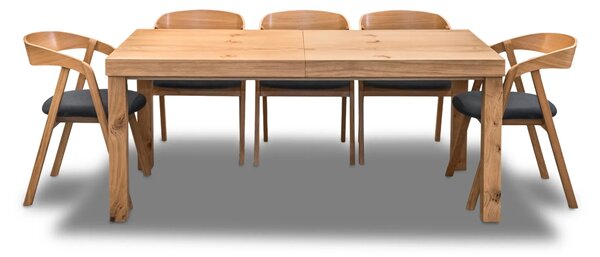 Stół Wasyl Loft 200/100 + 2 x 50 cm + 6 Krzeseł dębowych X1