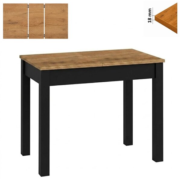 Stół 60x100 cm prostokątny rozkładany, blat do kantu 1,8 cm, nogi i calgi Drewniane „ Kwadratowe ” I ArtDHome