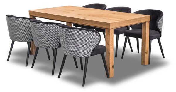 Stół Wasyl Loft 200/100 + 2 x 50 cm + 6 Krzeseł Pepitka Duo