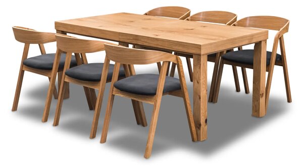Stół Wasyl Loft 200/100 + 2 x 50 cm + 6 Krzeseł dębowych X1