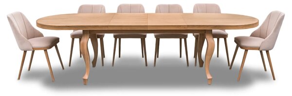 Stół Ludwik 160/90 cm + 2 wkładki 40 cm + 6 krzeseł Tokyo