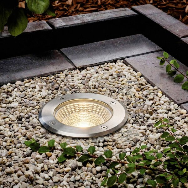 Arcchio – wpuszczany reflektor podłogowy LED Thentos, Ø 12 cm, kąt świecenia Thentos, aluminiowy / szary / cynkowy, stal szlachetna