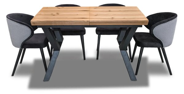 Stół Loft P1 Rozkładany 100/150 + 4×50 cm + 6 Krzeseł Pepitka Duo