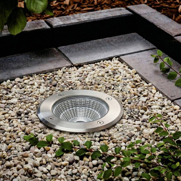 Arcchio – wpuszczany reflektor podłogowy LED Thentos, Ø 12 cm, kąt świecenia Thentos, aluminiowy / szary / cynkowy, stal szlachetna