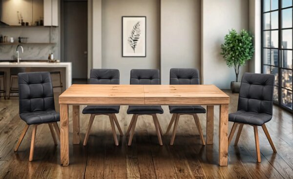 Stół Wasyl Loft 200/100 + 2 x 50 cm + 6 Krzeseł KW110