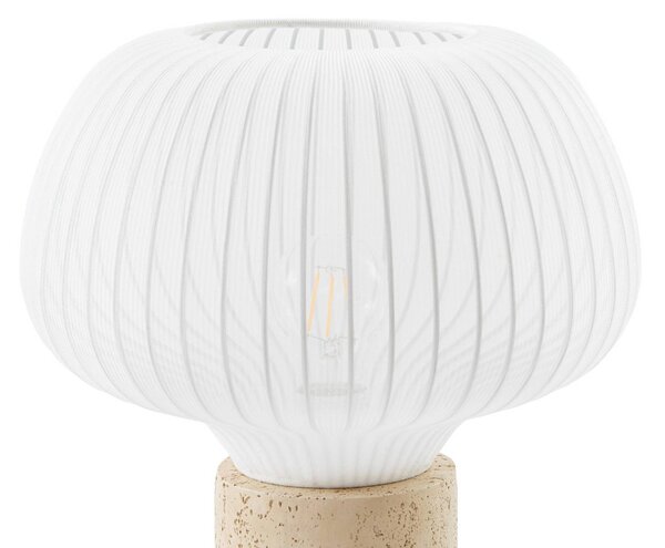 Lampa stołowa Eloise Lucande, biały / opal, salon / jadalnia, tkanina / materiał / jedwab, skandynawski