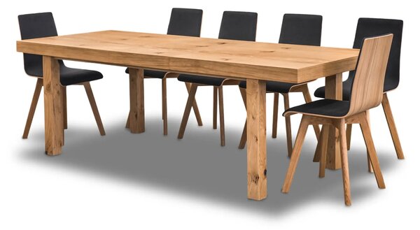 Stół Wasyl Loft 200/100 + 2 x 50 cm + 6 Krzeseł LUKA