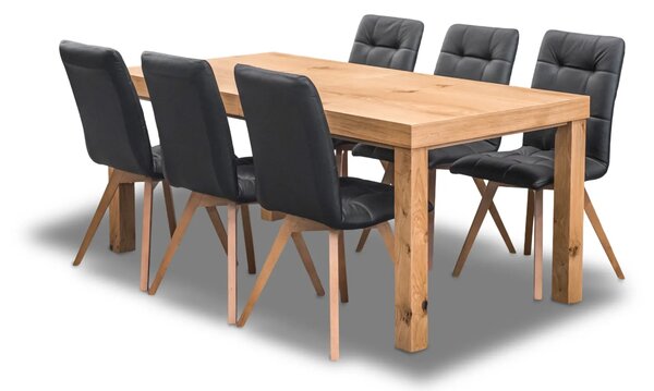 Stół Wasyl Loft 200/100 + 2 x 50 cm + 6 Krzeseł KW110