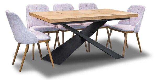 Stół Loft Top 160/90 + 2 x 40 cm + 6 Krzeseł Tokyo