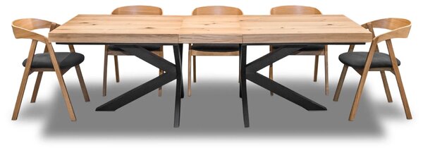 Stół Loft Top 160/90 + 2 x 40 cm + 6 Krzeseł dębowych X1